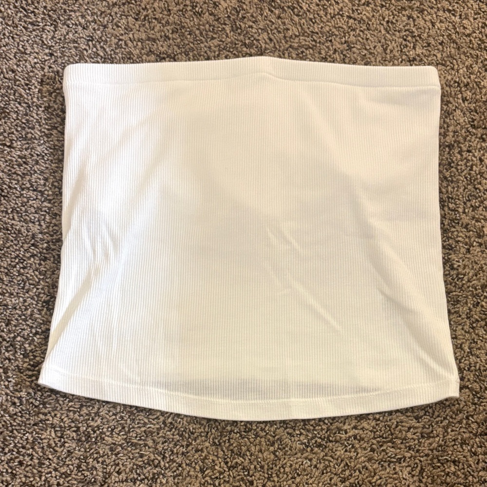 White Ribbed Tube Top
